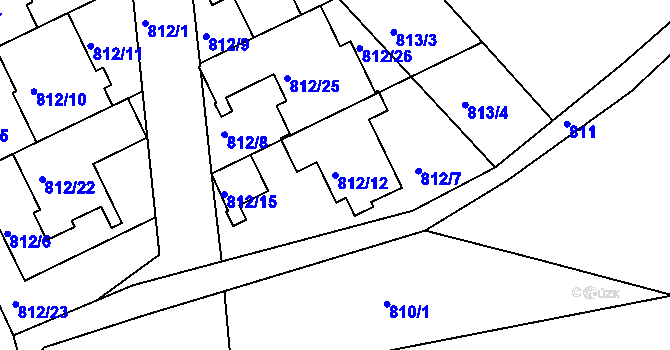 Parcela st. 812/12 v KÚ Omice, Katastrální mapa