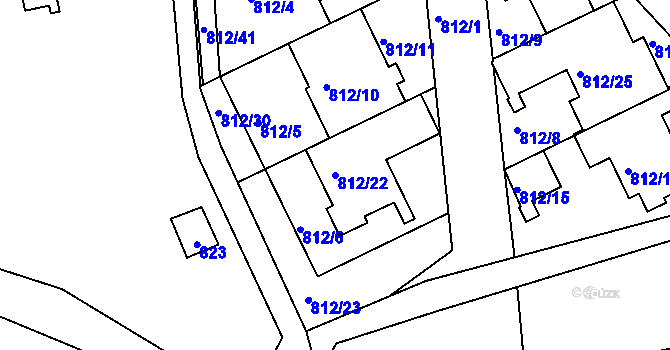 Parcela st. 812/22 v KÚ Omice, Katastrální mapa