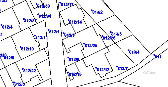 Parcela st. 812/25 v KÚ Omice, Katastrální mapa