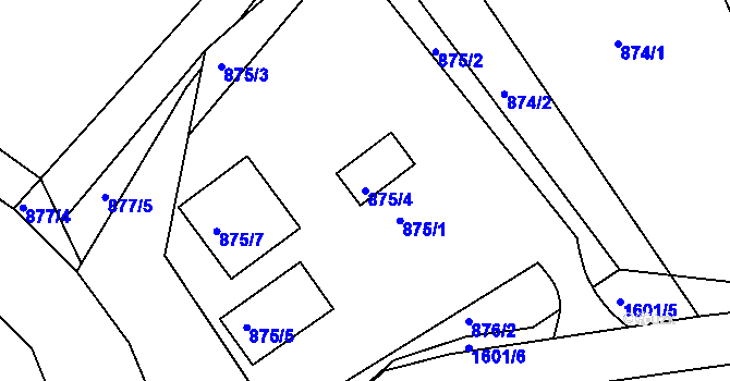 Parcela st. 875/4 v KÚ Omice, Katastrální mapa