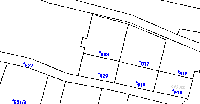 Parcela st. 919 v KÚ Omice, Katastrální mapa