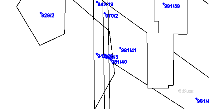 Parcela st. 929/3 v KÚ Omice, Katastrální mapa