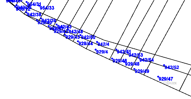 Parcela st. 929/4 v KÚ Omice, Katastrální mapa