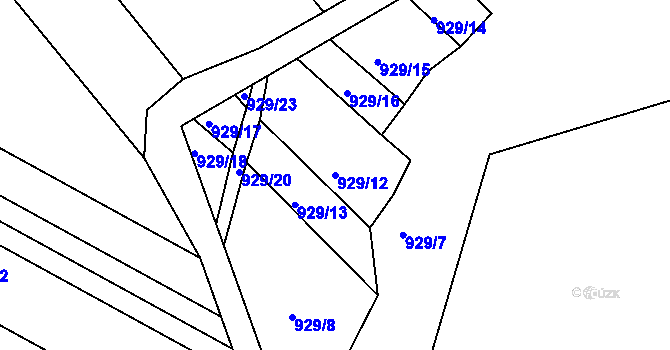 Parcela st. 929/12 v KÚ Omice, Katastrální mapa