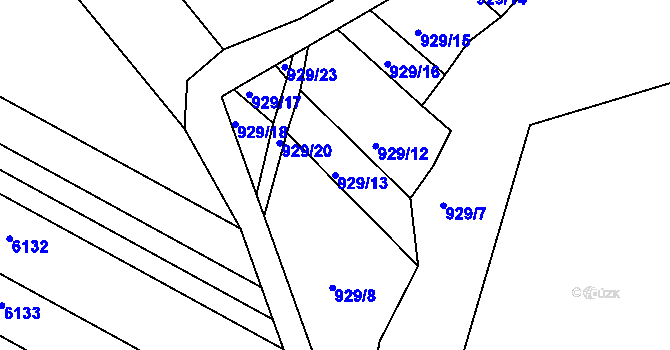 Parcela st. 929/13 v KÚ Omice, Katastrální mapa