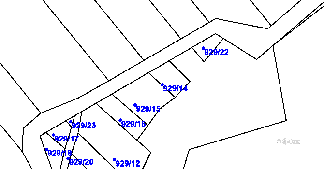 Parcela st. 929/14 v KÚ Omice, Katastrální mapa