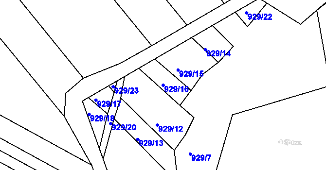 Parcela st. 929/16 v KÚ Omice, Katastrální mapa