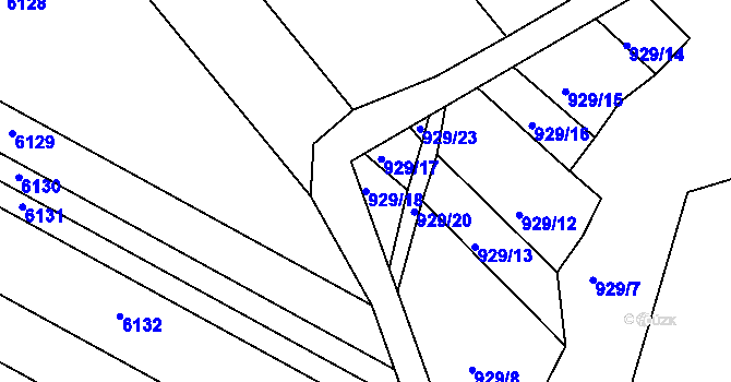 Parcela st. 929/18 v KÚ Omice, Katastrální mapa
