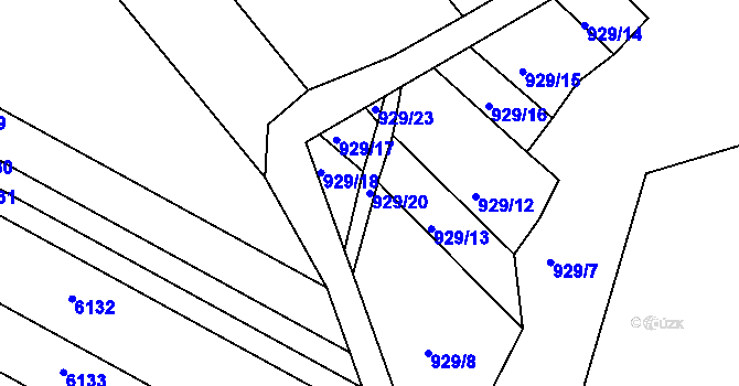 Parcela st. 929/20 v KÚ Omice, Katastrální mapa