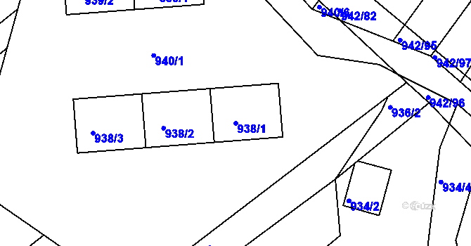 Parcela st. 938/1 v KÚ Omice, Katastrální mapa