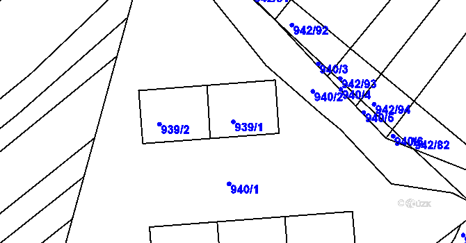 Parcela st. 939/1 v KÚ Omice, Katastrální mapa