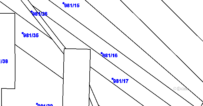 Parcela st. 981/16 v KÚ Omice, Katastrální mapa