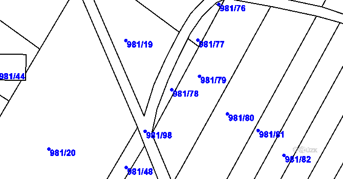 Parcela st. 981/78 v KÚ Omice, Katastrální mapa