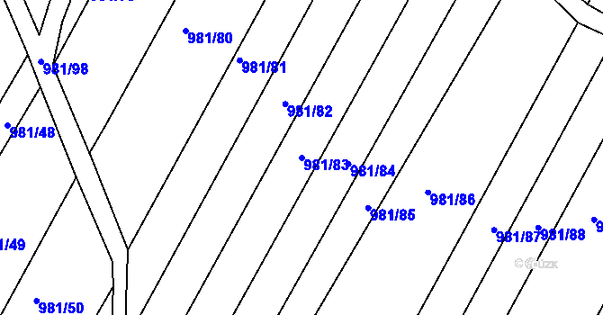 Parcela st. 981/83 v KÚ Omice, Katastrální mapa