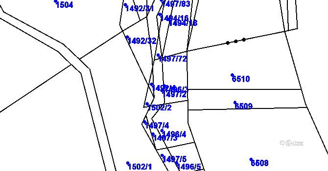 Parcela st. 1496/3 v KÚ Omice, Katastrální mapa