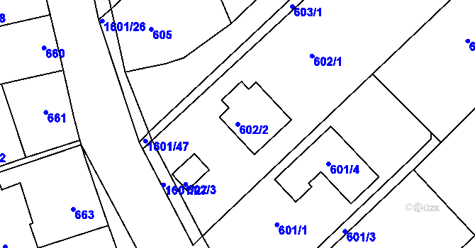 Parcela st. 602/2 v KÚ Omice, Katastrální mapa