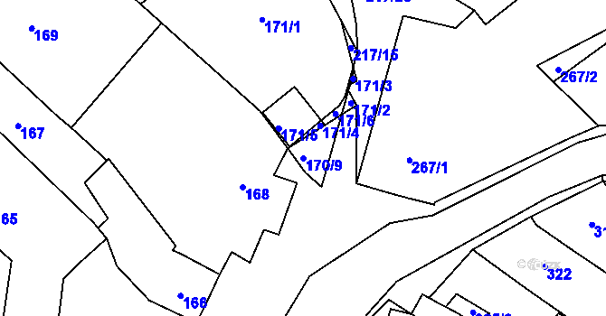 Parcela st. 170/9 v KÚ Omice, Katastrální mapa