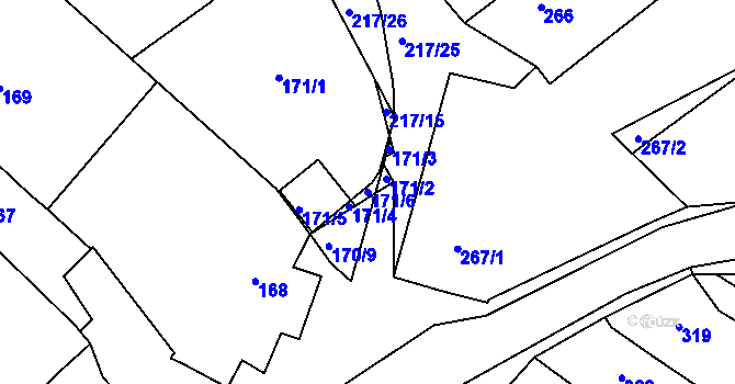Parcela st. 171/6 v KÚ Omice, Katastrální mapa
