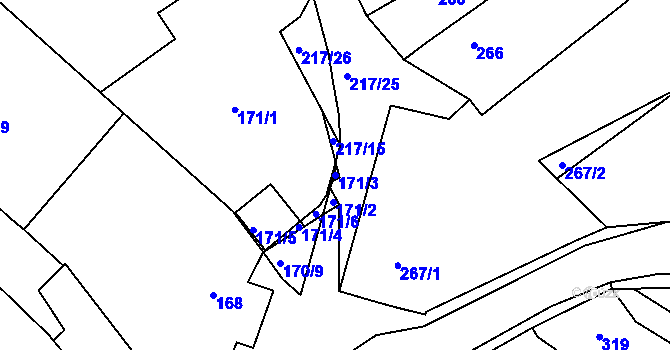 Parcela st. 171/3 v KÚ Omice, Katastrální mapa
