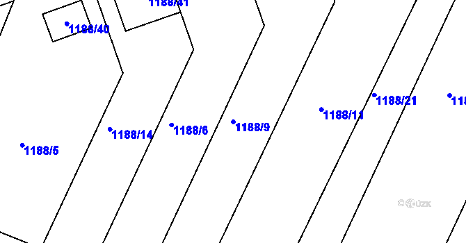 Parcela st. 1188/9 v KÚ Omice, Katastrální mapa
