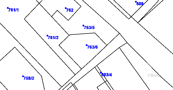Parcela st. 763/6 v KÚ Omice, Katastrální mapa