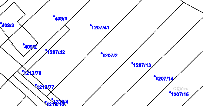 Parcela st. 1207/2 v KÚ Omice, Katastrální mapa