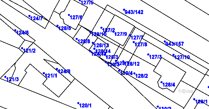 Parcela st. 128/3 v KÚ Omice, Katastrální mapa