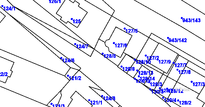 Parcela st. 128/5 v KÚ Omice, Katastrální mapa
