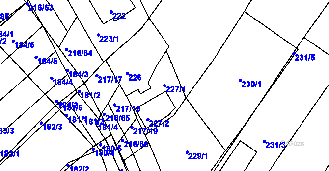 Parcela st. 227/1 v KÚ Omice, Katastrální mapa