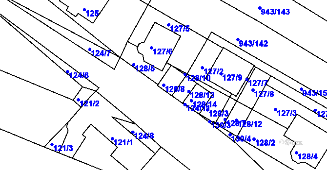 Parcela st. 128/8 v KÚ Omice, Katastrální mapa