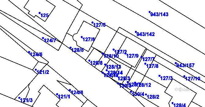 Parcela st. 128/10 v KÚ Omice, Katastrální mapa