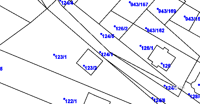 Parcela st. 124/1 v KÚ Omice, Katastrální mapa