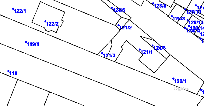 Parcela st. 121/3 v KÚ Omice, Katastrální mapa