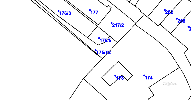 Parcela st. 175/12 v KÚ Omice, Katastrální mapa
