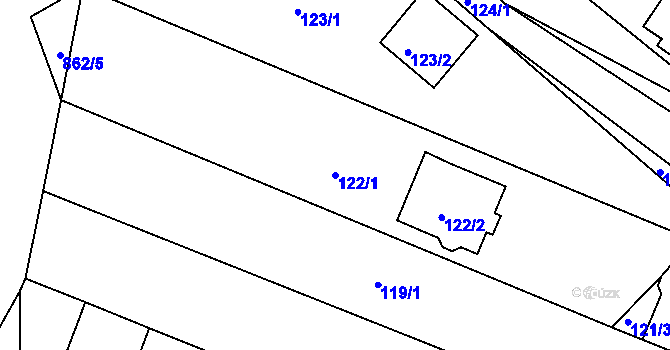 Parcela st. 122/1 v KÚ Omice, Katastrální mapa