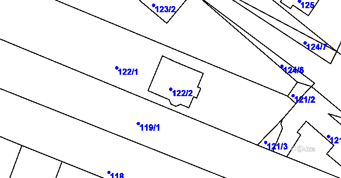 Parcela st. 122/2 v KÚ Omice, Katastrální mapa