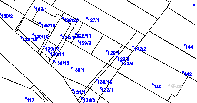 Parcela st. 129/1 v KÚ Omice, Katastrální mapa