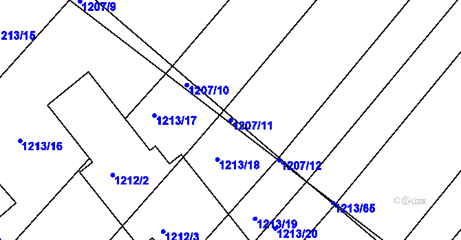 Parcela st. 1207/11 v KÚ Omice, Katastrální mapa
