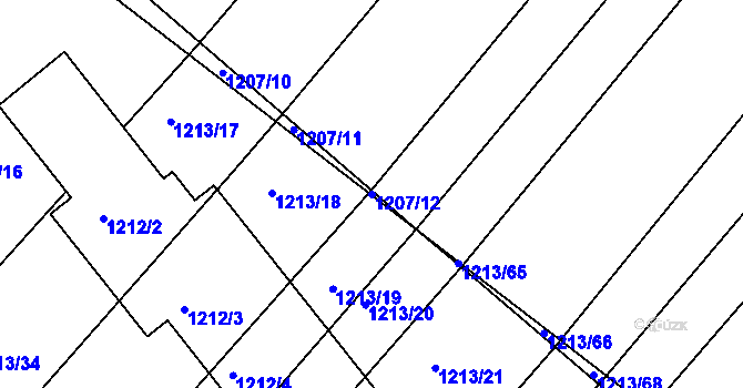 Parcela st. 1207/12 v KÚ Omice, Katastrální mapa