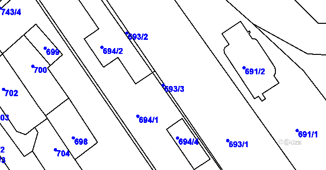 Parcela st. 693/3 v KÚ Omice, Katastrální mapa