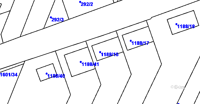 Parcela st. 1188/16 v KÚ Omice, Katastrální mapa