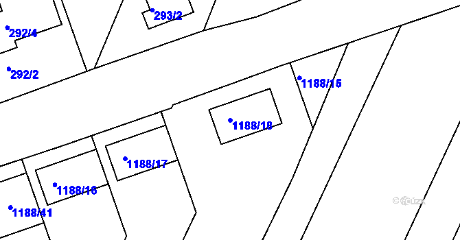 Parcela st. 1188/18 v KÚ Omice, Katastrální mapa