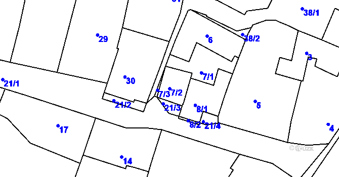 Parcela st. 7/2 v KÚ Omice, Katastrální mapa
