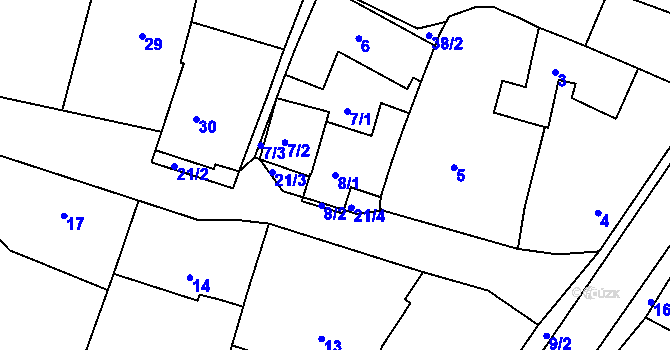 Parcela st. 8/1 v KÚ Omice, Katastrální mapa