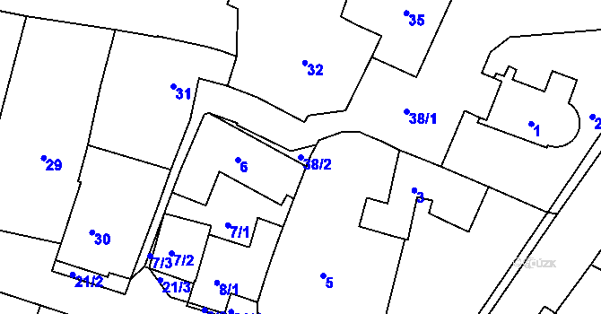 Parcela st. 38/2 v KÚ Omice, Katastrální mapa