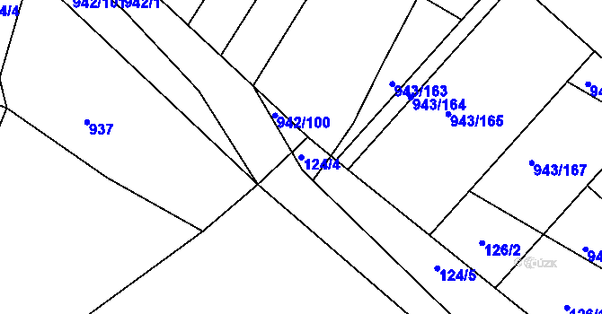 Parcela st. 124/4 v KÚ Omice, Katastrální mapa