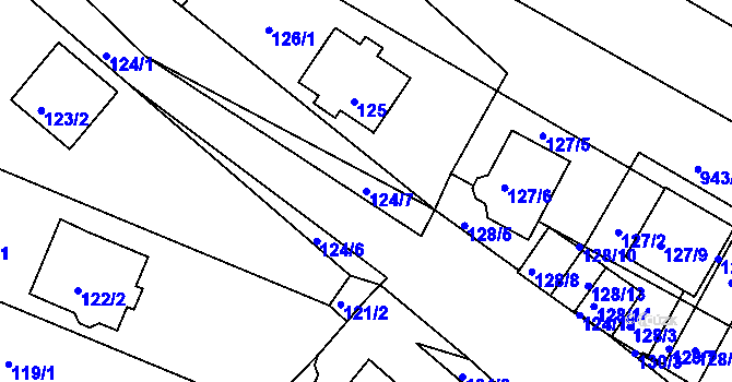 Parcela st. 124/7 v KÚ Omice, Katastrální mapa