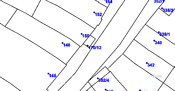 Parcela st. 170/12 v KÚ Omice, Katastrální mapa
