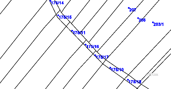 Parcela st. 175/16 v KÚ Omice, Katastrální mapa