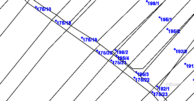 Parcela st. 175/20 v KÚ Omice, Katastrální mapa